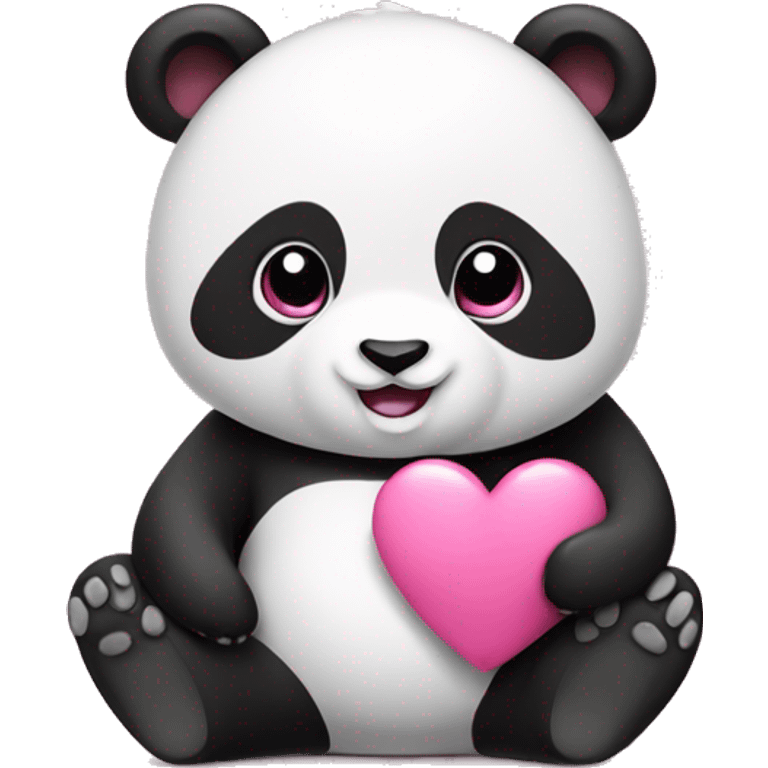 Panda holding pink heart  emoji