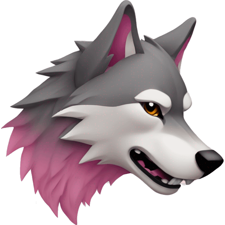 wolf head in profile in one pink color  emoji