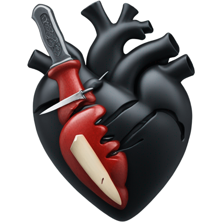 anatomical heart black  with a knife emoji