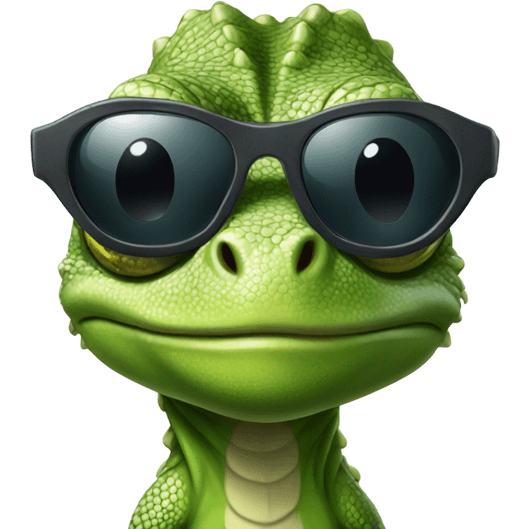 Lizard with sunglasses looking “hard” emoji