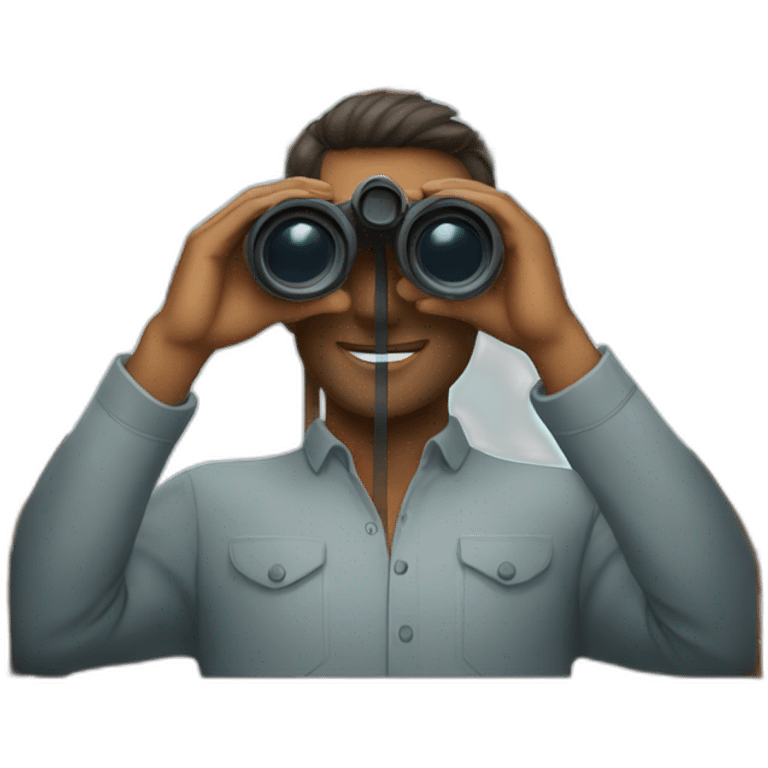 man with binoculars in a window emoji