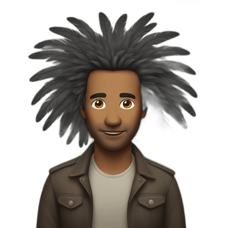 man with feathers for hair emoji