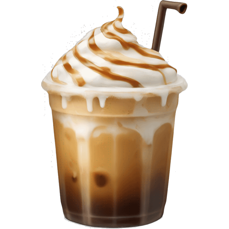 Iced coffee with sweet foam and Carmel drizzle  emoji