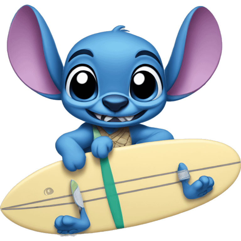 Stitch Disney with surfboard  emoji