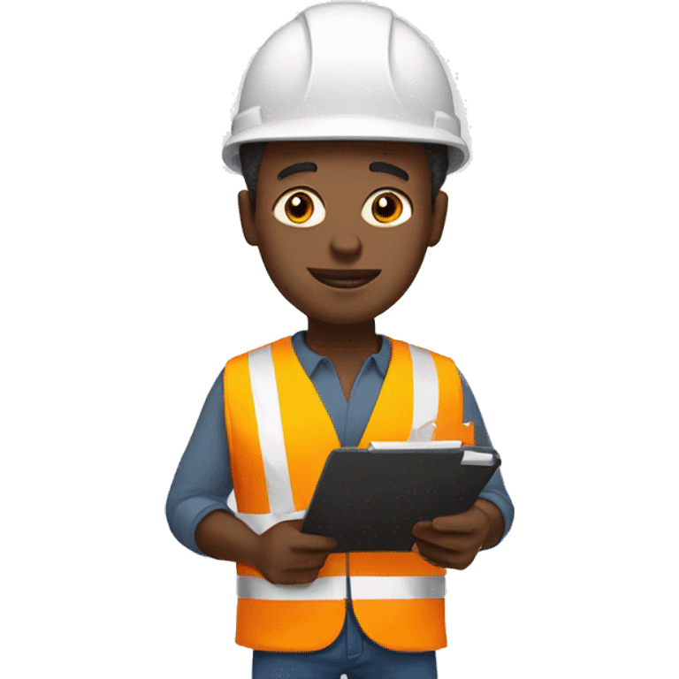 Black man with a hard hat and clipboard  emoji