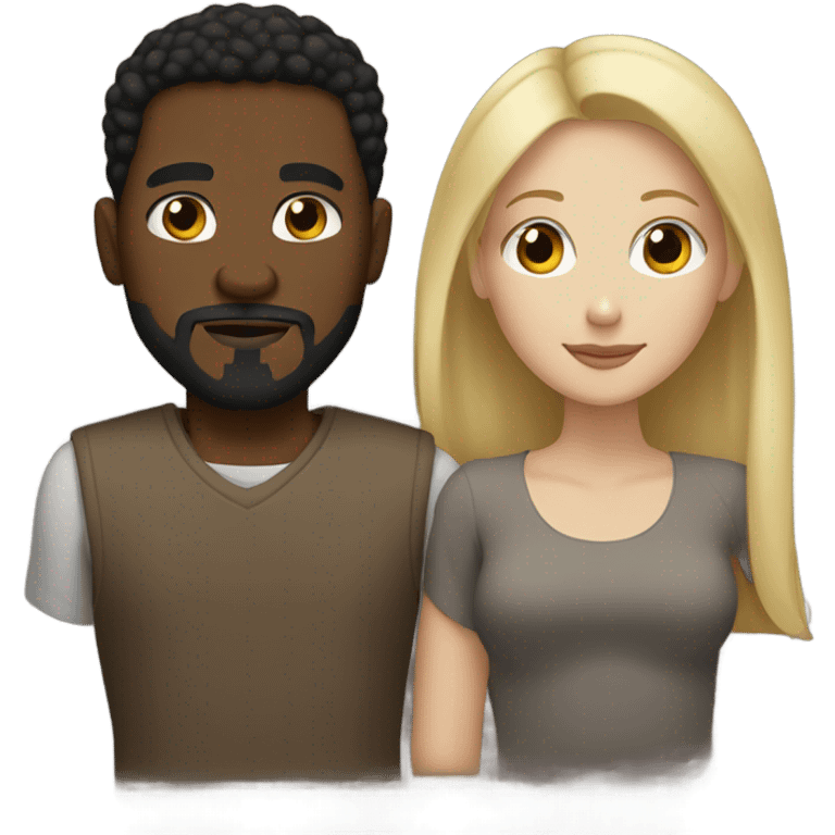 black man with goatee and white woman blonde hair brown eyes emoji