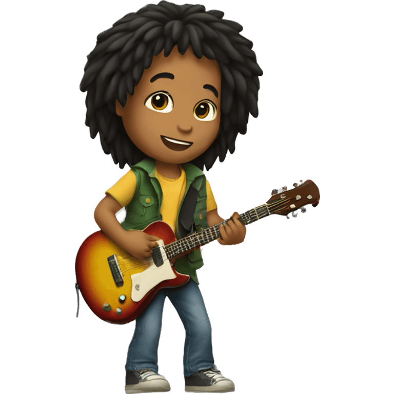 Bob marley kid with guitar emoji