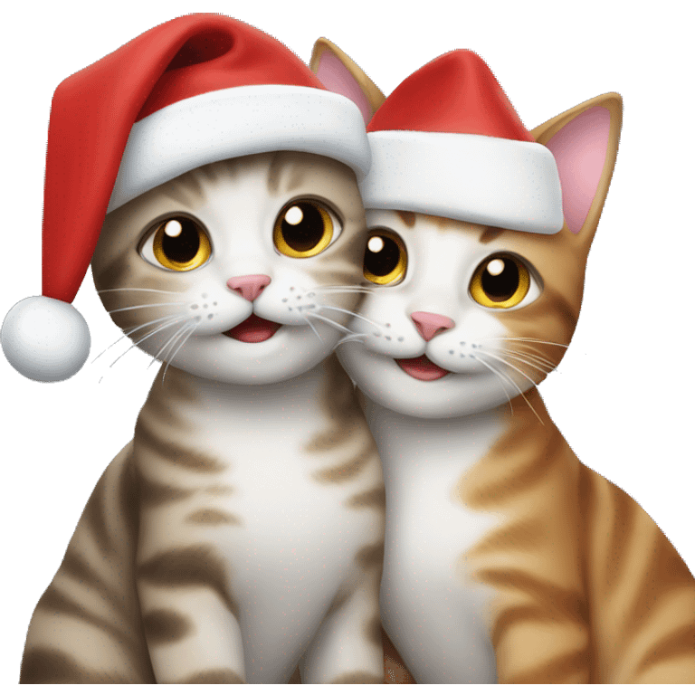 two cats celebrating Christmas emoji