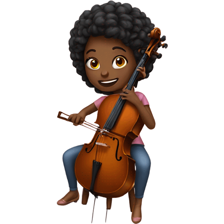 black girl playing cello emoji