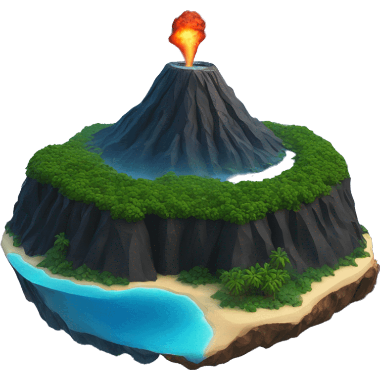 volcano island with water around and galaxy in the background emoji