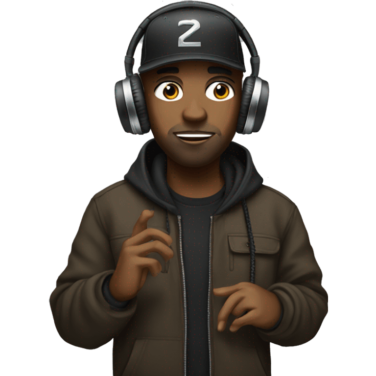 rapper with a mic and a headphone emoji