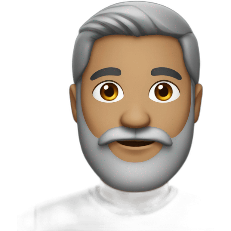 Indian man in his 40s with a black beard. With black and grey hair. Has short hair emoji