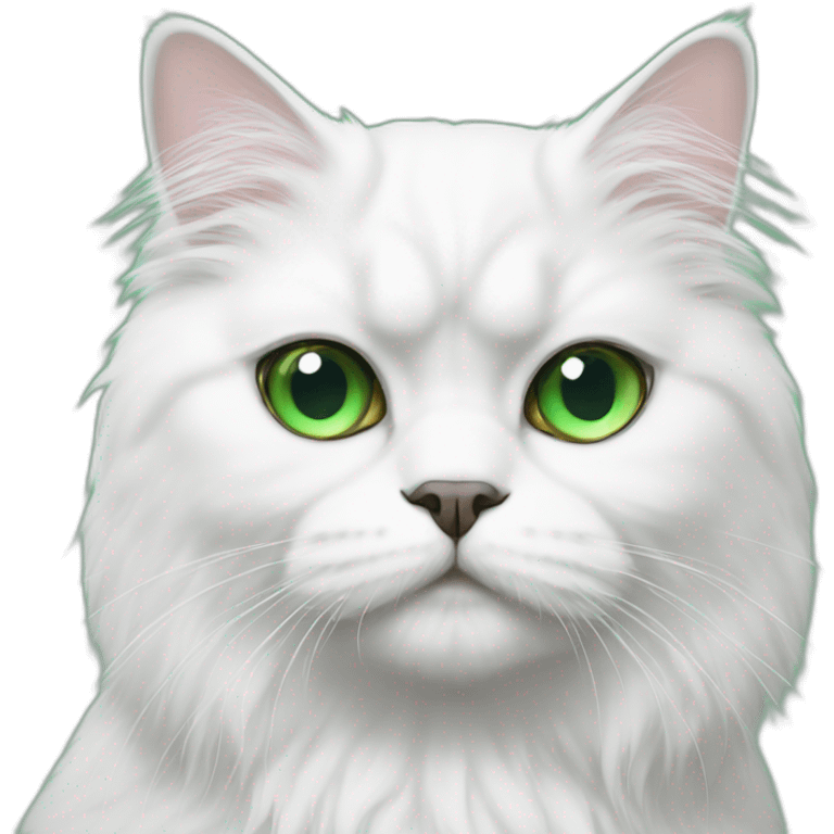 white persian cat with green eyes emoji