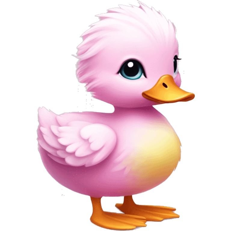 Cute fluffy pink little duck  emoji