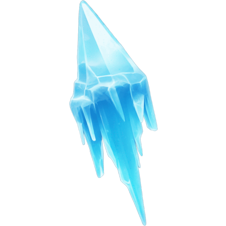 A tall, sharp spike of ice rising from the ground, made of clear, jagged ice shards with a frosty blue glow, surrounded by drifting snowflakes. emoji