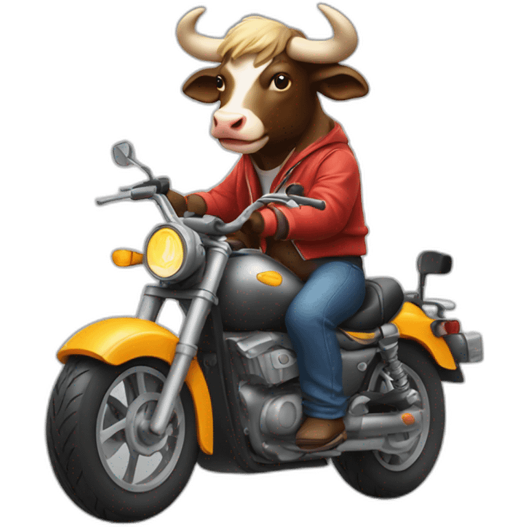 bull sitting on motorbike emoji