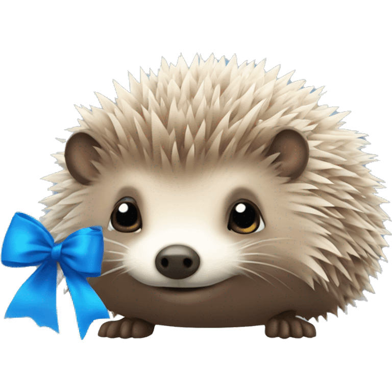 Hedgehog with blue bow emoji