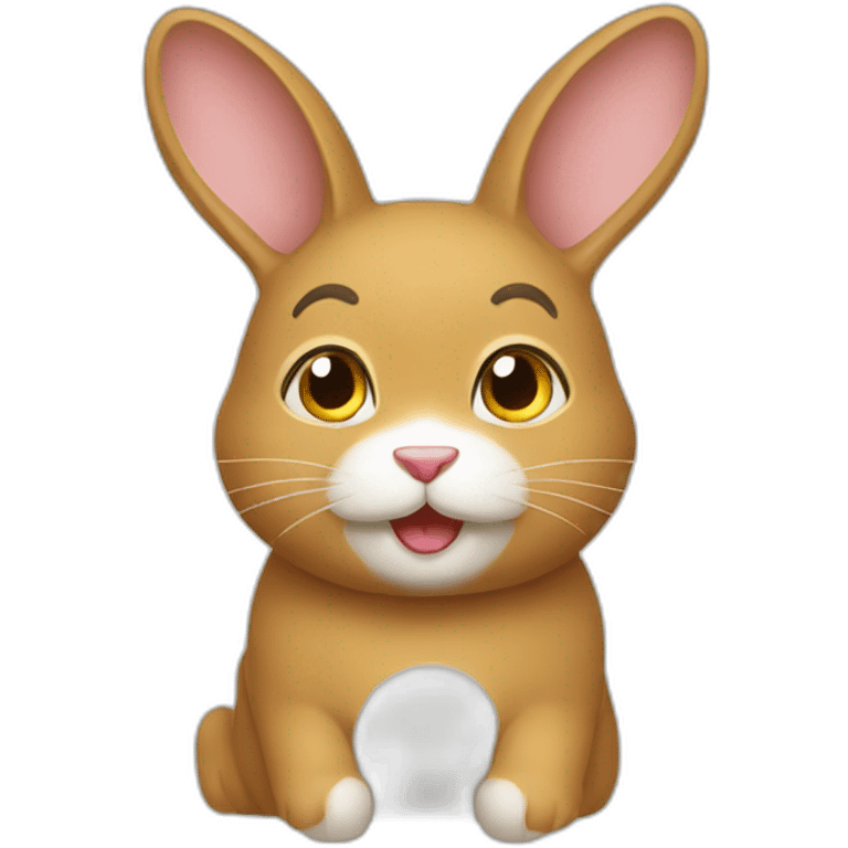 Chat sur un lapin emoji