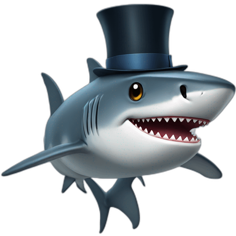 Shark with a top hat emoji