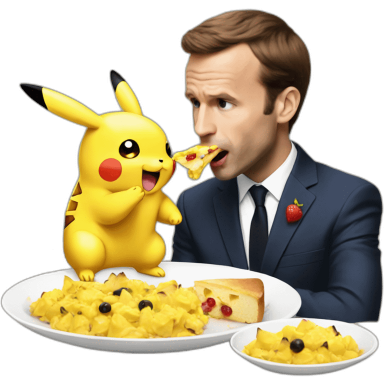 Macron eating Pikachu emoji