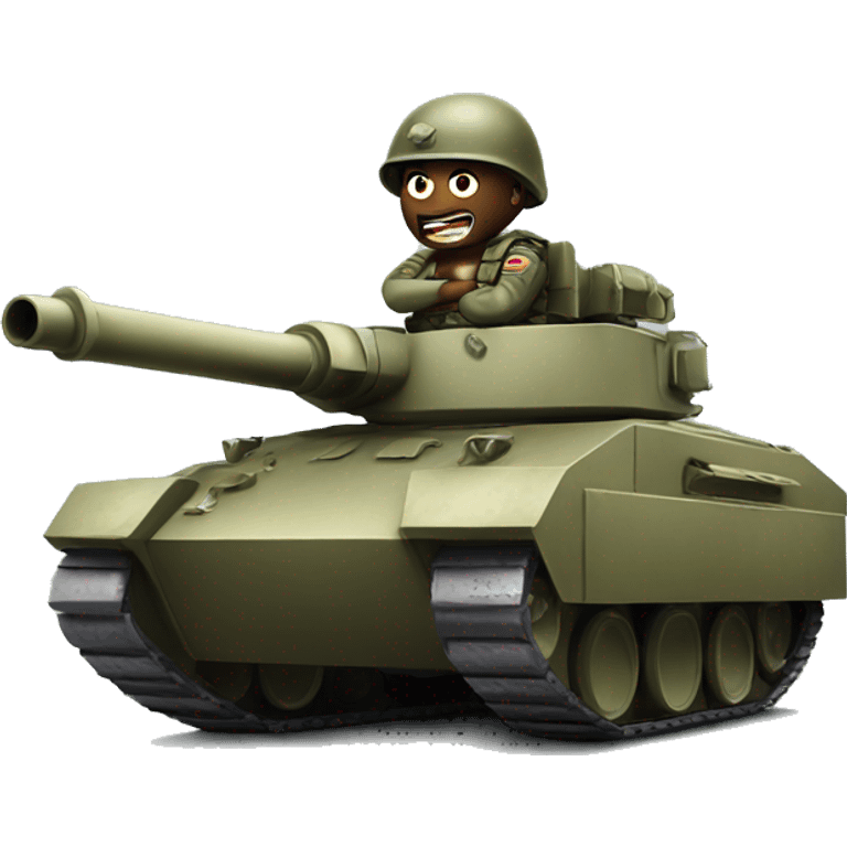 angry faced soldier riding tank emoji