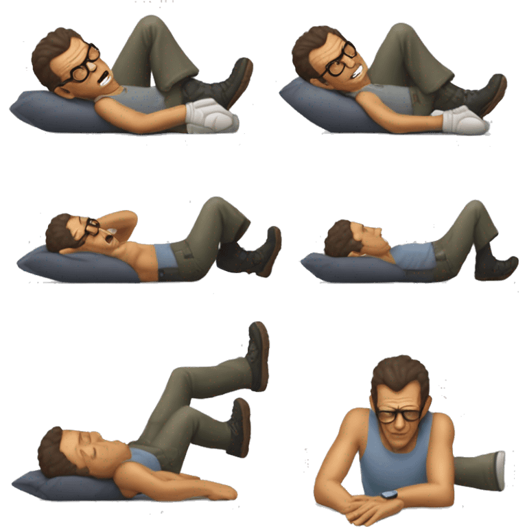 Jeff Goldblum laying down, hurt and recovering, in that famous scene from Jurassic Park emoji