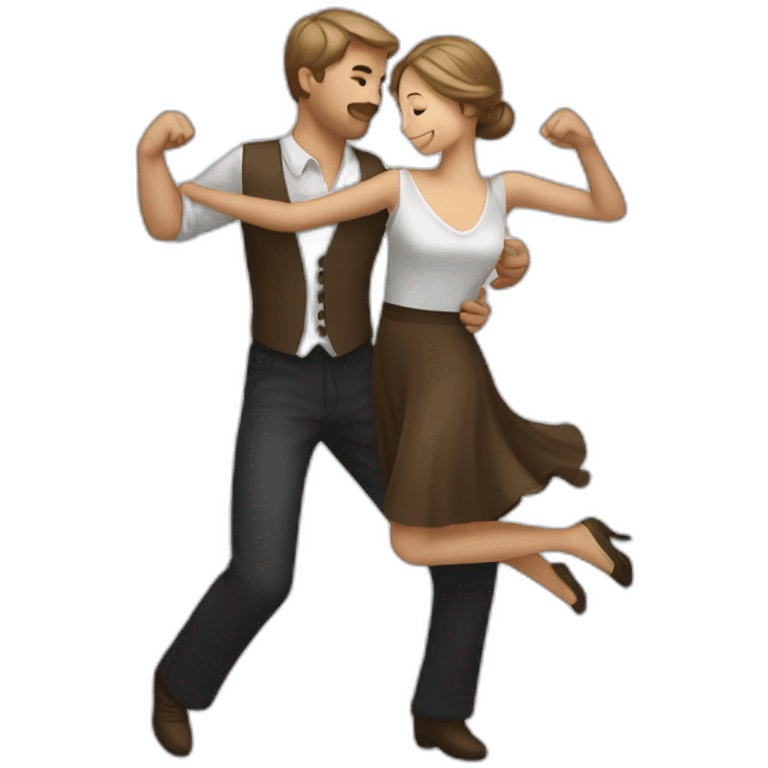 White brown hair couple dancing swing emoji