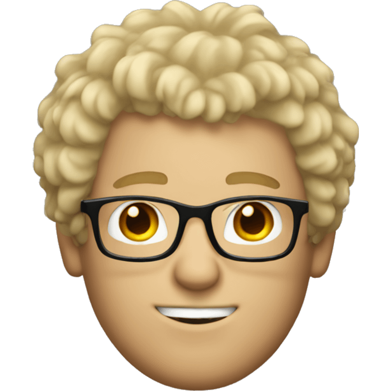 white man with blonde shaggy hair, nerdy glasses  emoji