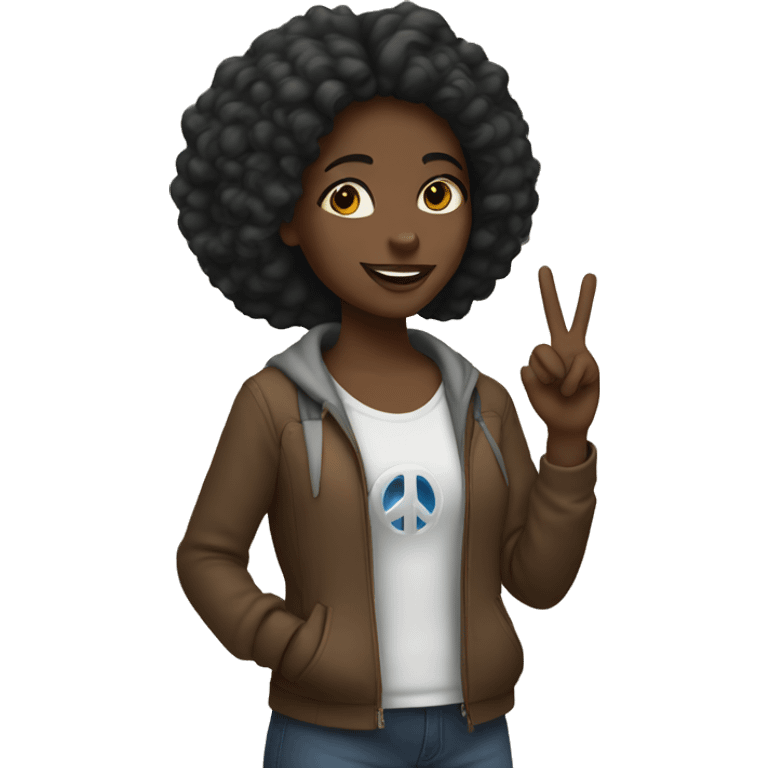 Black girl holding up peace sign emoji