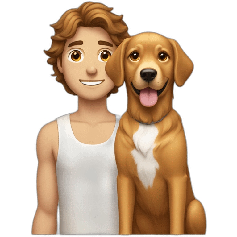 brown haired guy with golden retriever emoji