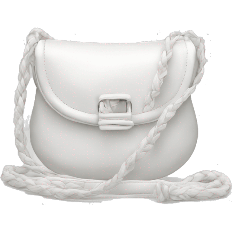 all white silky shoulder bag, with white strap emoji