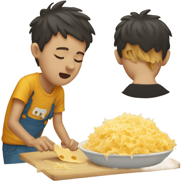 Boy snorting grated cheese emoji