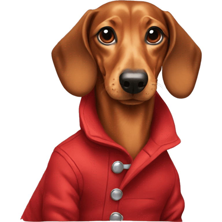 dachshund in red jacket  emoji