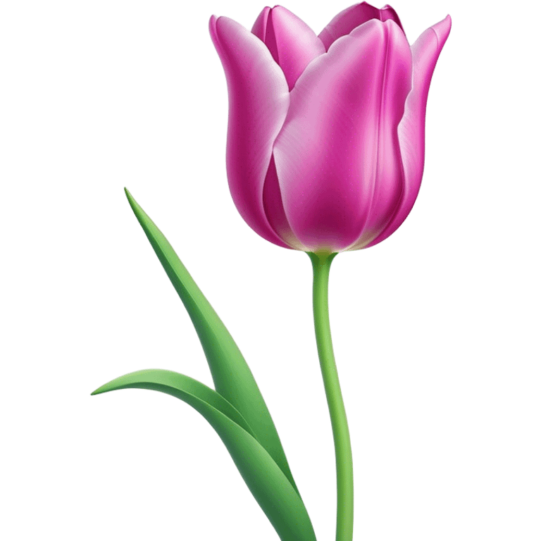 Cinematic Realistic Tulip Emoji, Elegant and simple, with soft, smooth petals in shades of pink and purple, gently curved and reaching upward. The slender green stem contrasts against the delicate bloom, while surrounding greenery adds a peaceful touch. Soft glowing outline, capturing the essence of springtime beauty and grace in a delicate tulip. emoji