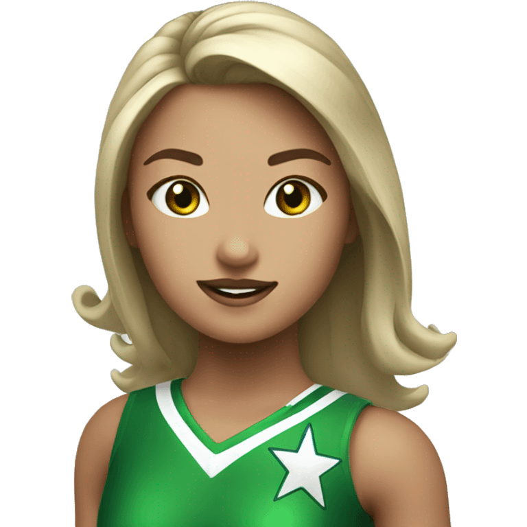 A all star cheerleader with a green and white uniform girl emoji