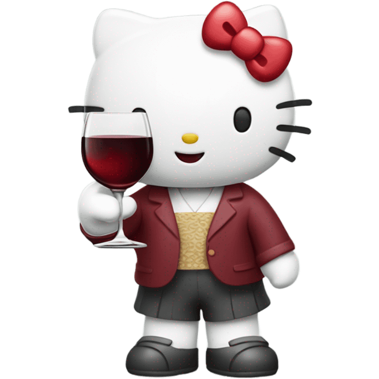 Hello Kitty drinking red wine emoji