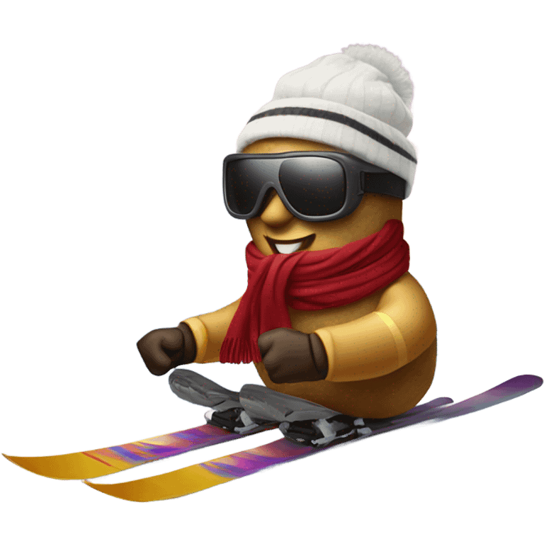 Potato skiing down a mountain emoji