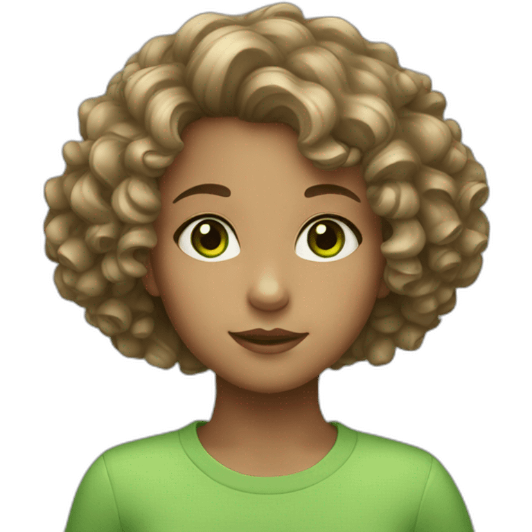 girl with round face curly hair and green eyes emoji