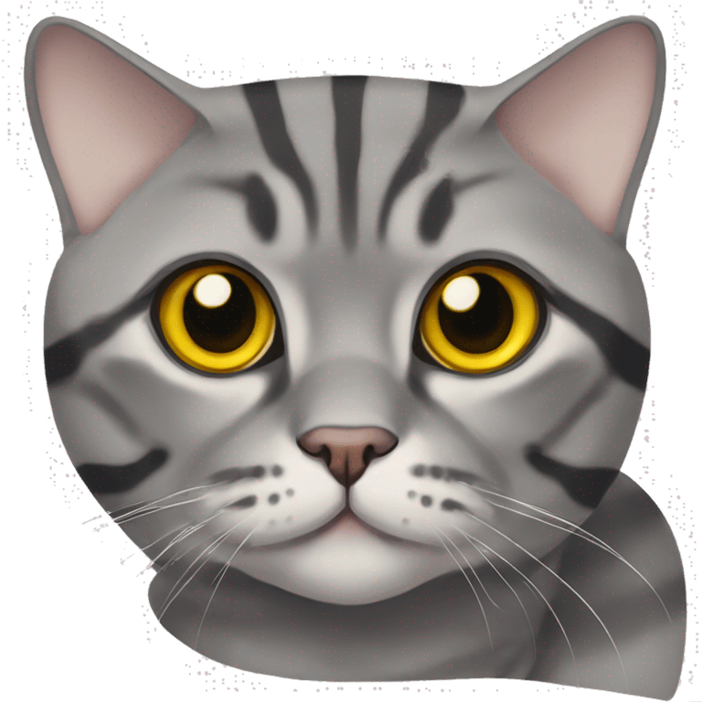 Scottish fold-eared grey striped cat with yellow eyes emoji