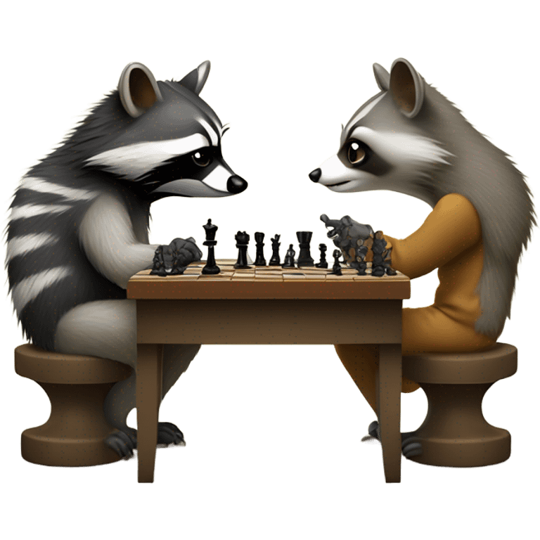 raccoon and opossum playing chess emoji