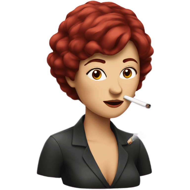 burgundy haired woman smoking emoji