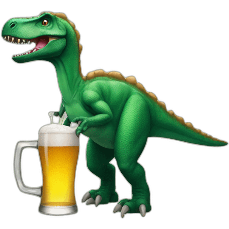 A dinosaur who drink a beer emoji