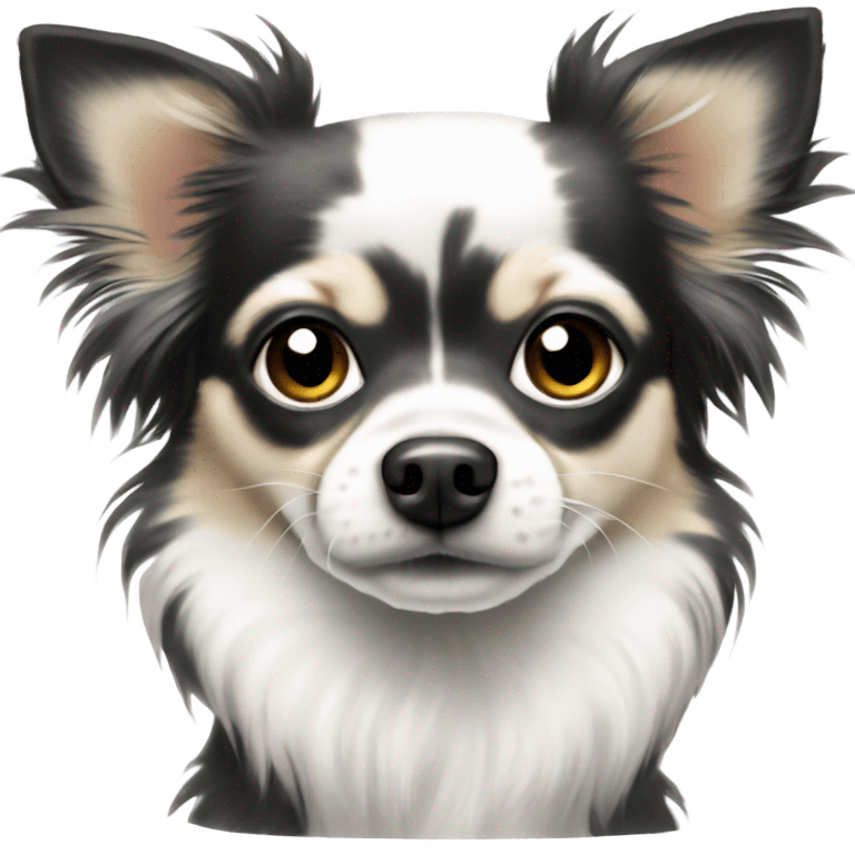 Black and white Merle long hair chihuahua  emoji