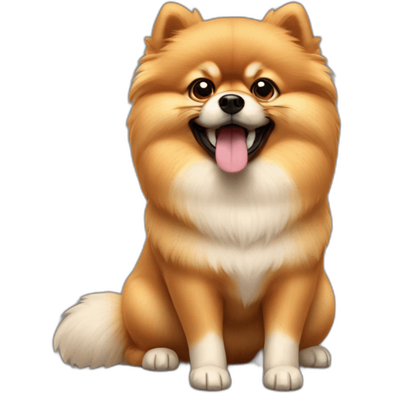 a pomeranian spitz showing off its muscles emoji