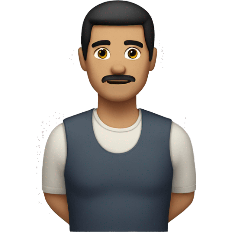 Father with no beard and mustache, black hair gong up and front emoji