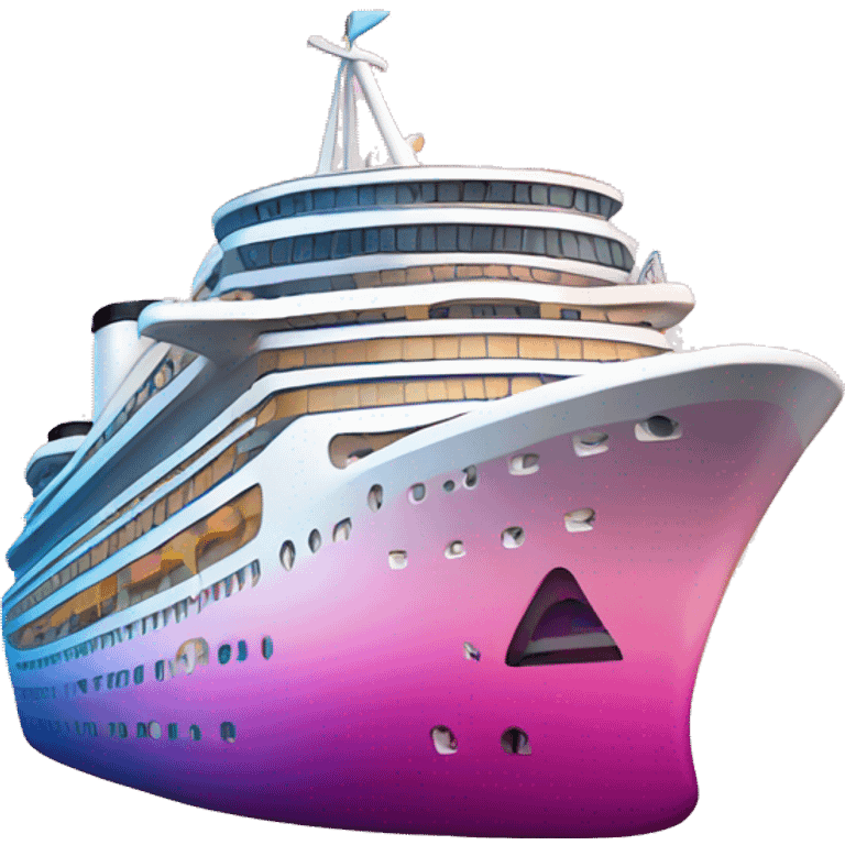 Pink ombre cruise ship with glitter emoji