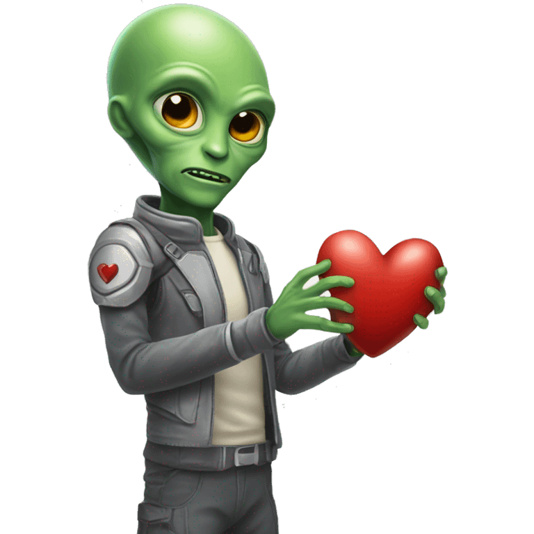 Alien con manos de corazón  emoji