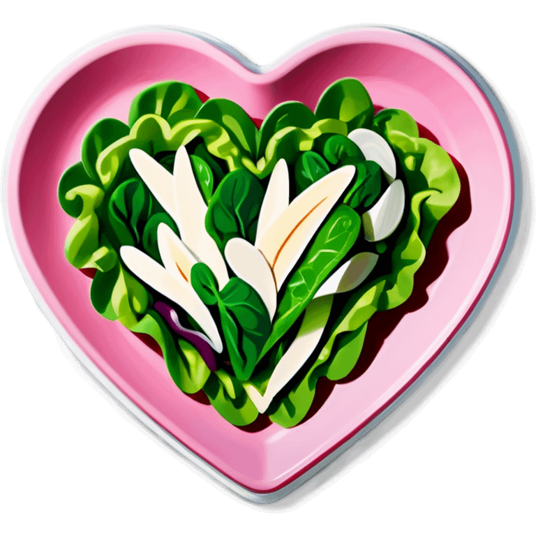 green salad in a pink heart shaped plate   emoji