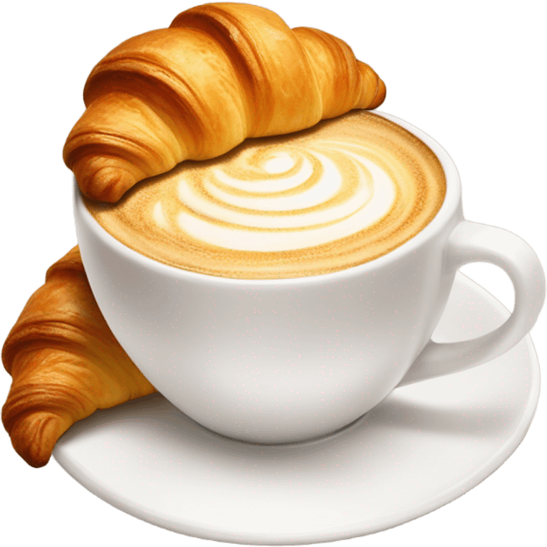 hot cappuccino  and croissant mixed up emoji