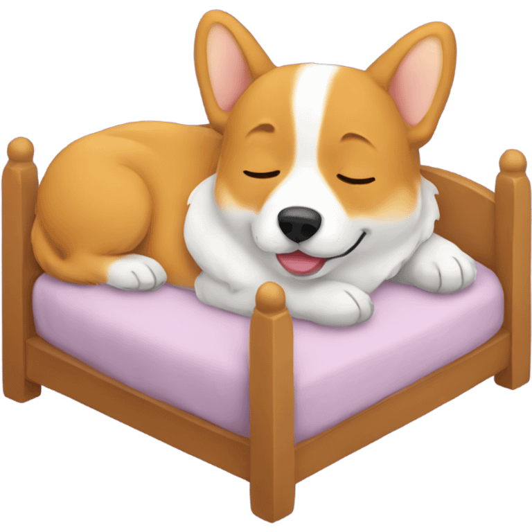 Sleeping corgi in a bed emoji